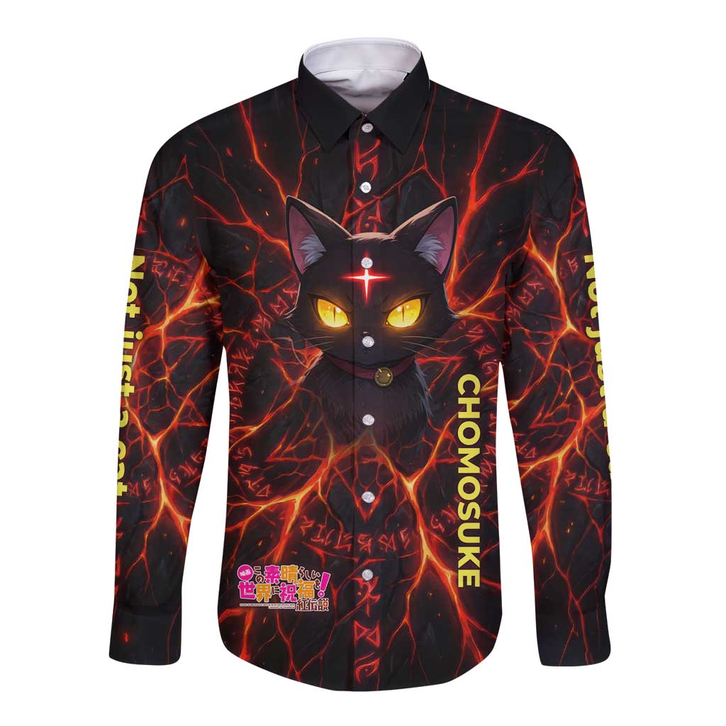 Chomosuke Demon Familiar Long Sleeve Button Shirt Infernal Rune Flame Art Style