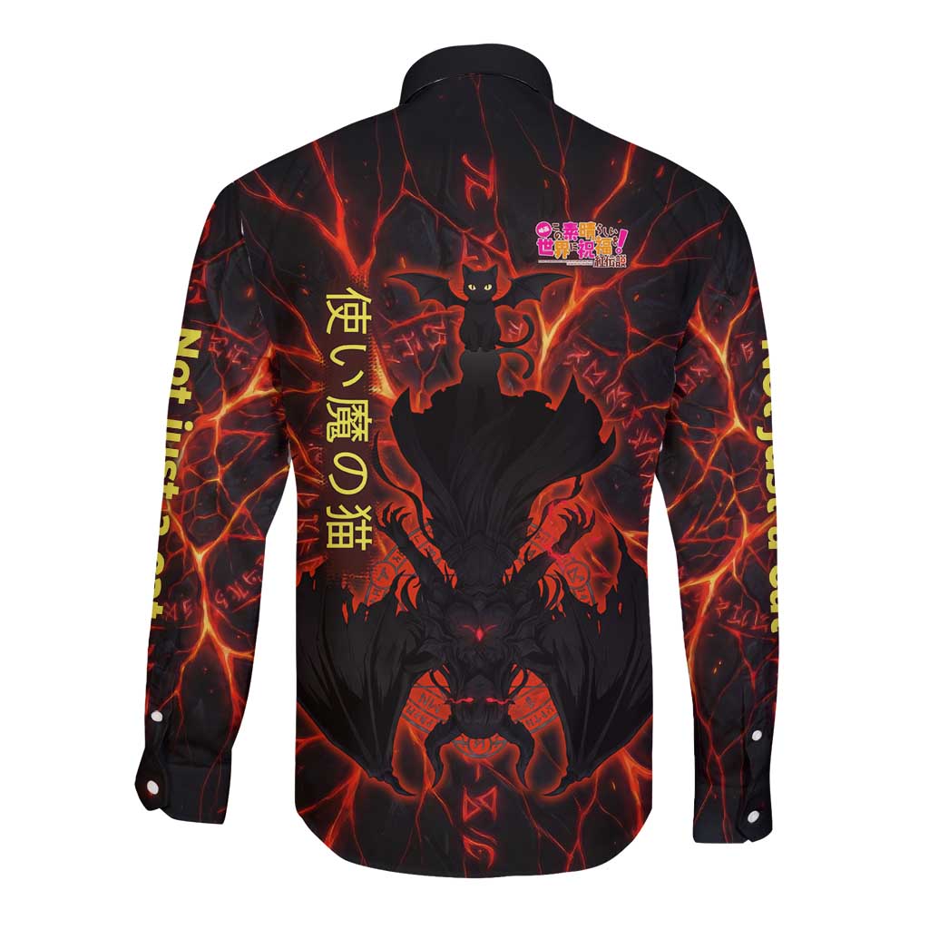 Chomosuke Demon Familiar Long Sleeve Button Shirt Infernal Rune Flame Art Style