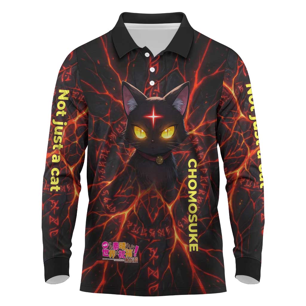 Chomosuke Demon Familiar Long Sleeve Polo Shirt Infernal Rune Flame Art Style