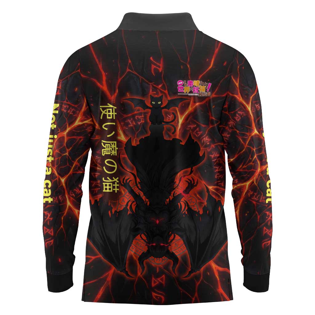 Chomosuke Demon Familiar Long Sleeve Polo Shirt Infernal Rune Flame Art Style