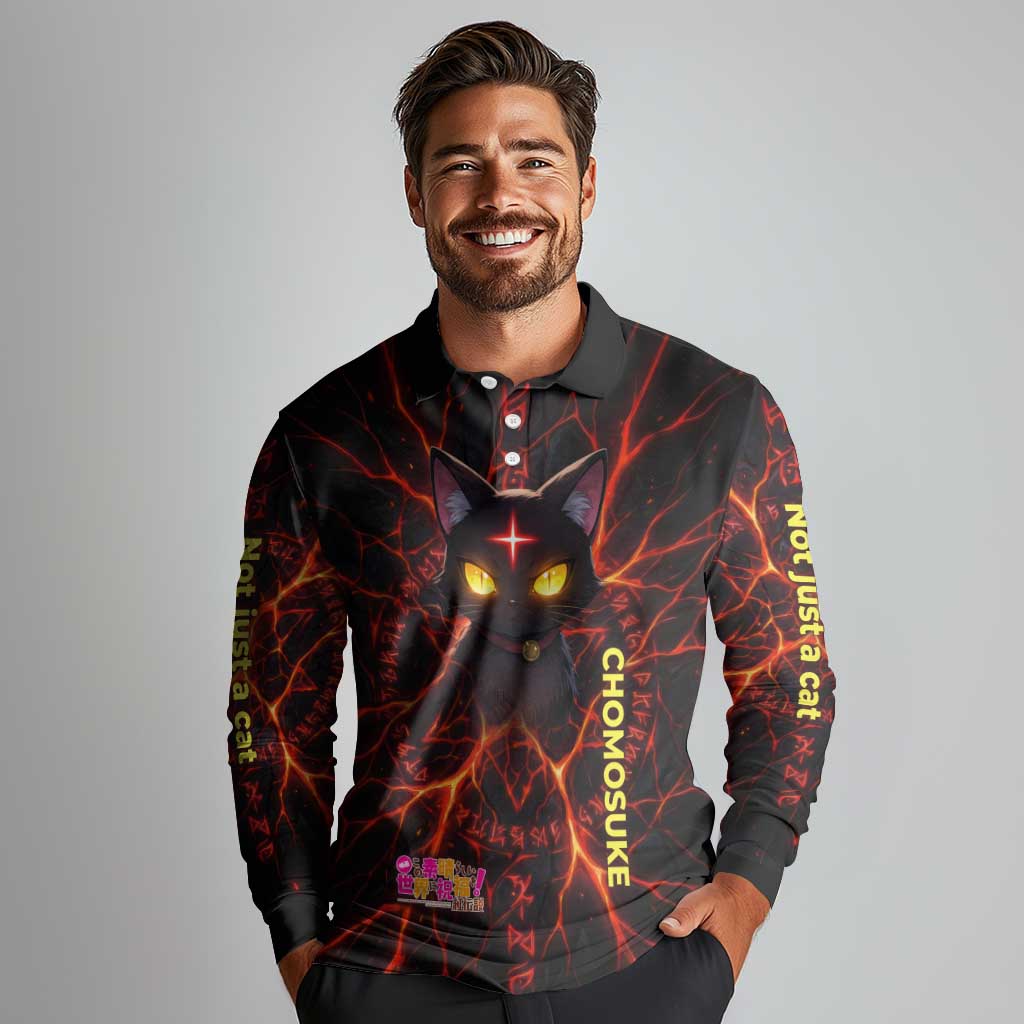 Chomosuke Demon Familiar Long Sleeve Polo Shirt Infernal Rune Flame Art Style