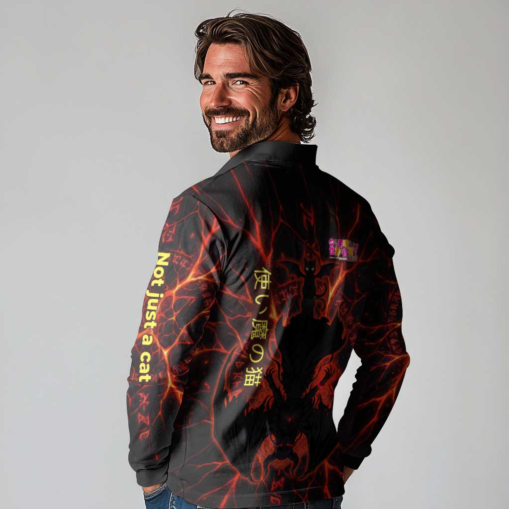 Chomosuke Demon Familiar Long Sleeve Polo Shirt Infernal Rune Flame Art Style