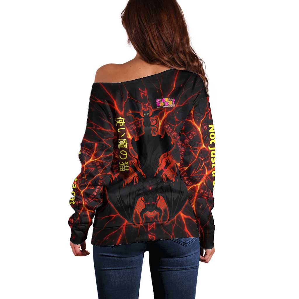 Chomosuke Demon Familiar Off Shoulder Sweater Infernal Rune Flame Art Style