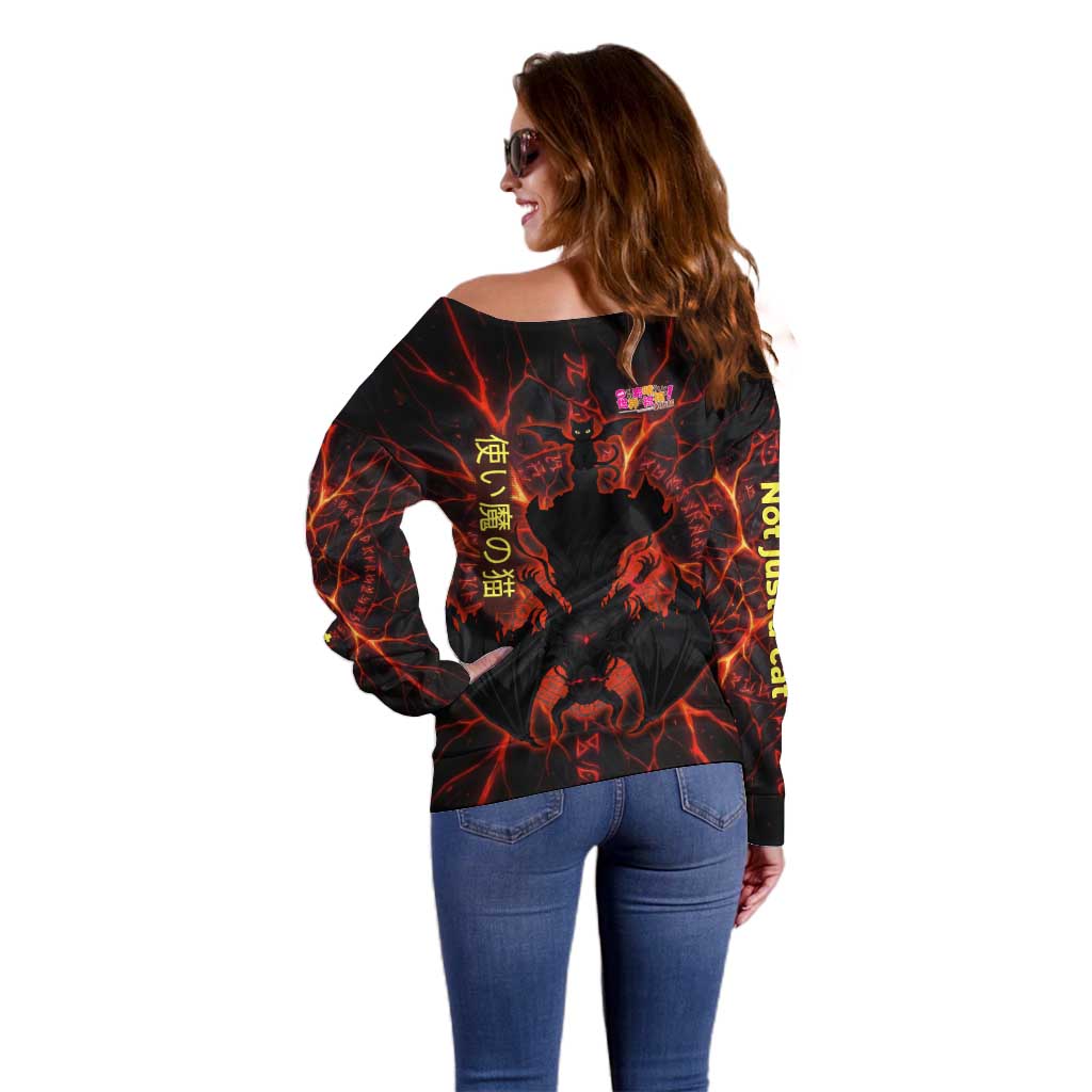 Chomosuke Demon Familiar Off Shoulder Sweater Infernal Rune Flame Art Style