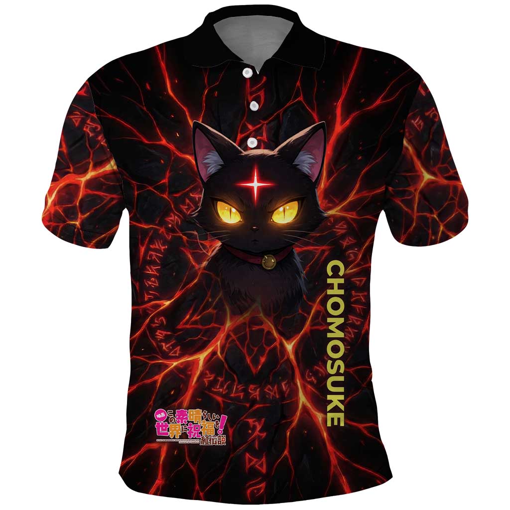 Chomosuke Demon Familiar Polo Shirt Infernal Rune Flame Art Style