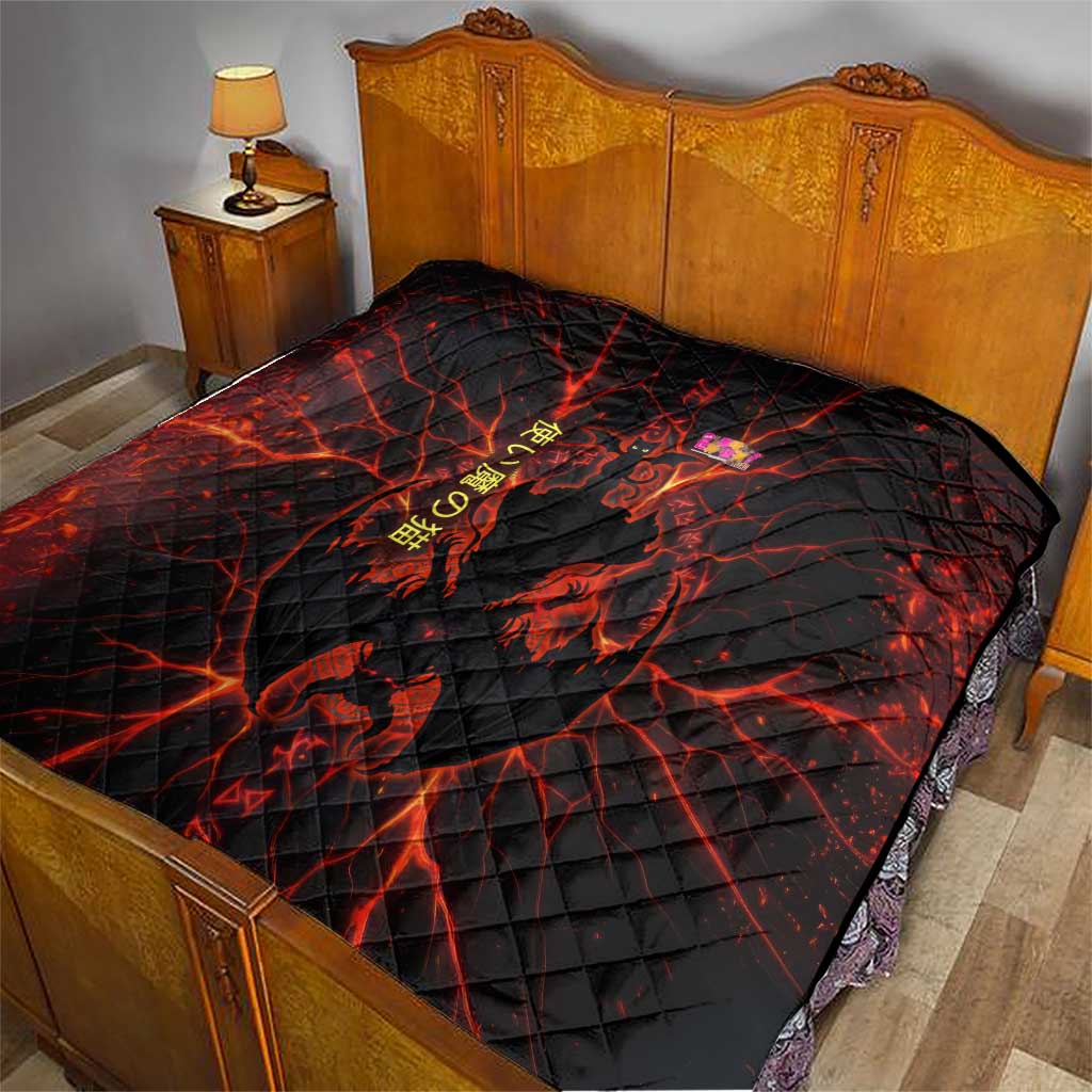 Chomosuke Demon Familiar Quilt Infernal Rune Flame Art Style