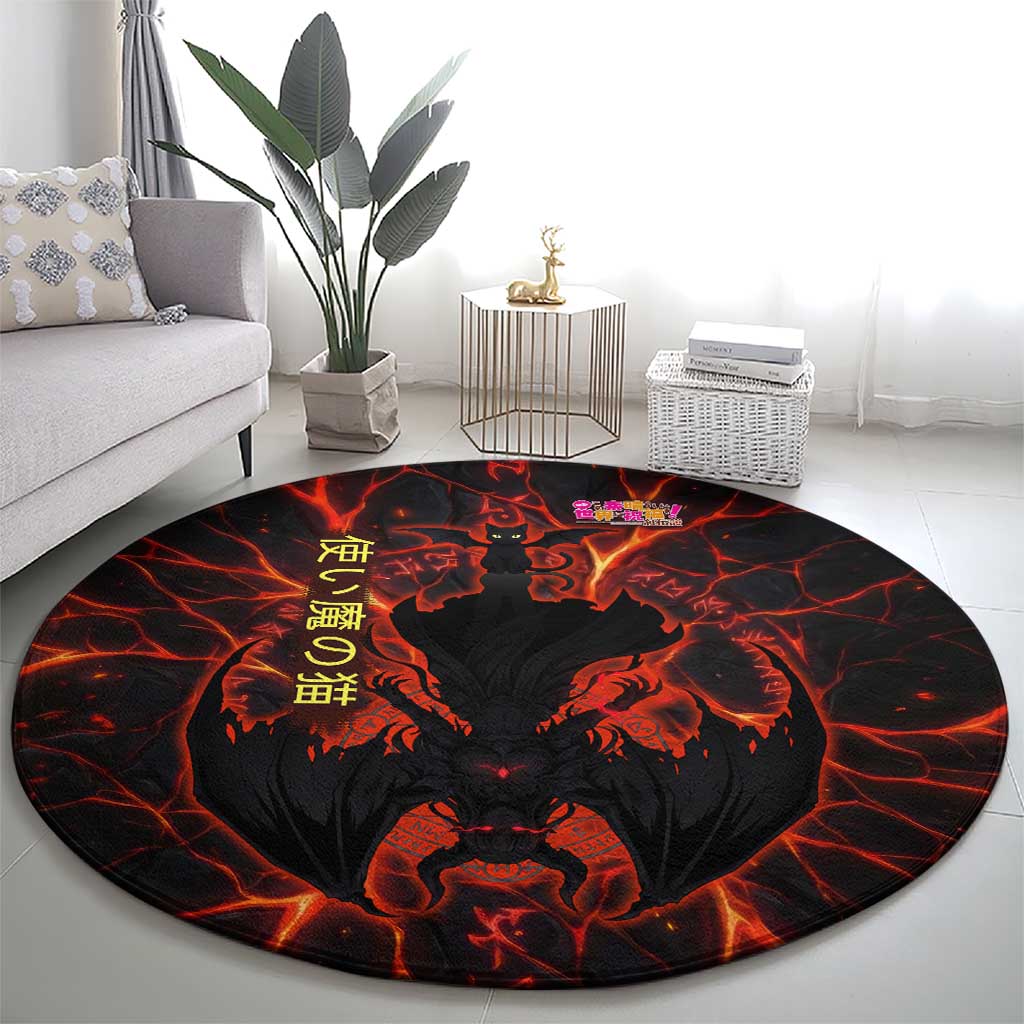 Chomosuke Demon Familiar Round Carpet Infernal Rune Flame Art Style
