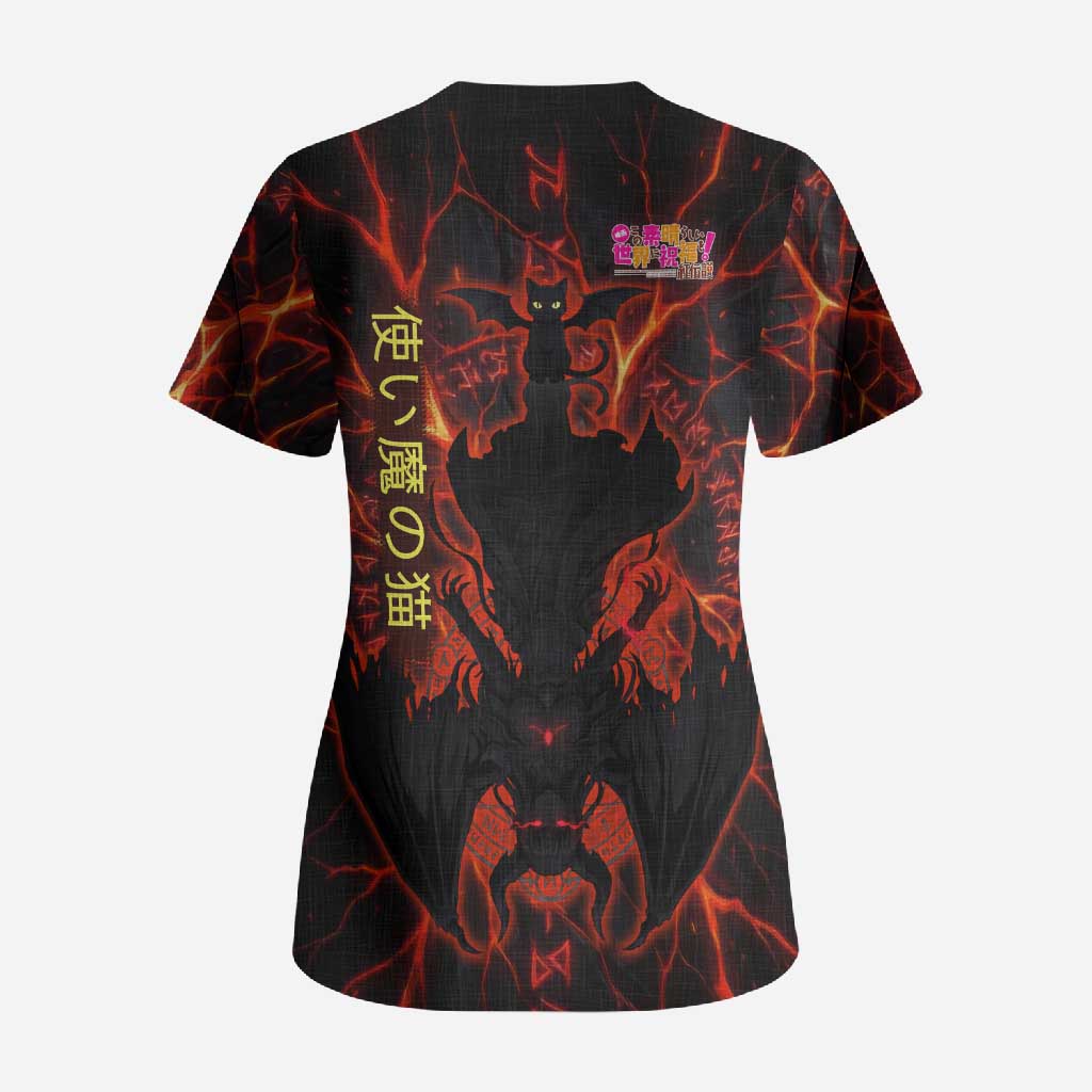 Chomosuke Demon Familiar Scrub Top Infernal Rune Flame Art Style
