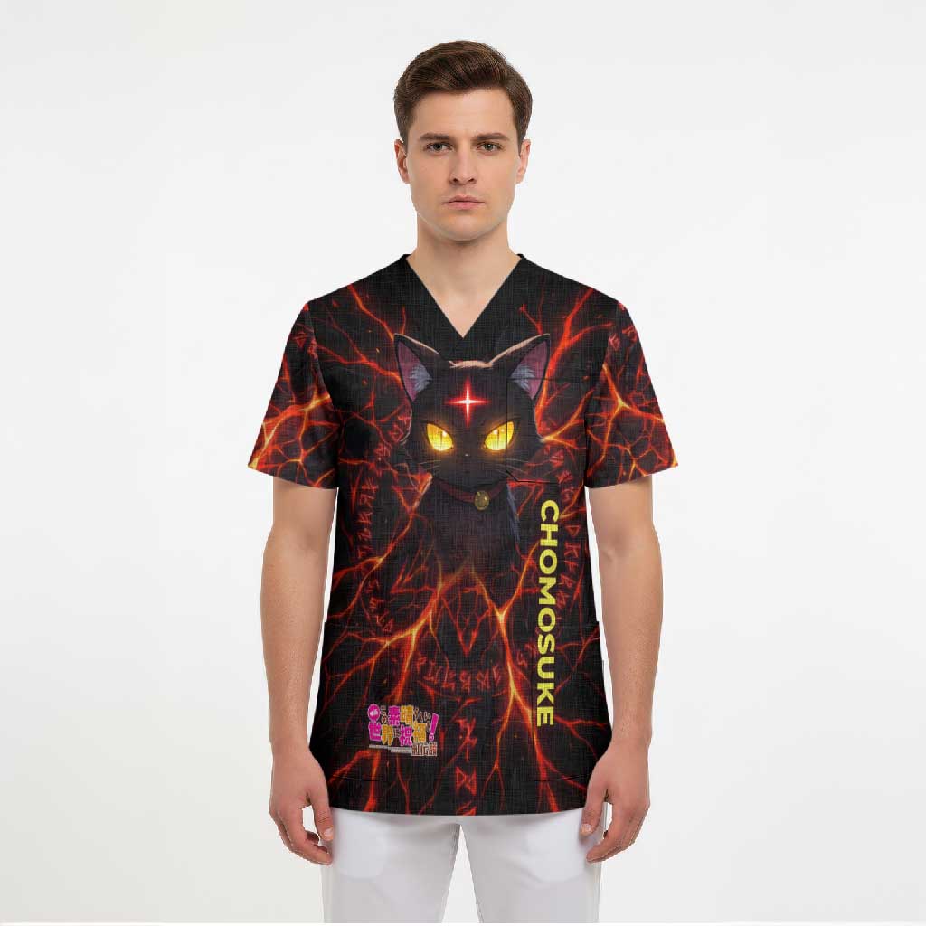 Chomosuke Demon Familiar Scrub Top Infernal Rune Flame Art Style