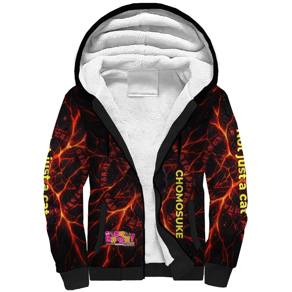 Chomosuke Demon Familiar Sherpa Hoodie Infernal Rune Flame Art Style