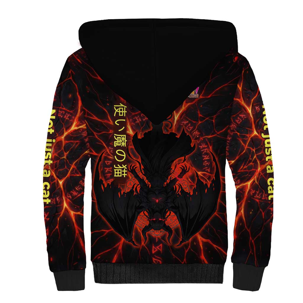 Chomosuke Demon Familiar Sherpa Hoodie Infernal Rune Flame Art Style