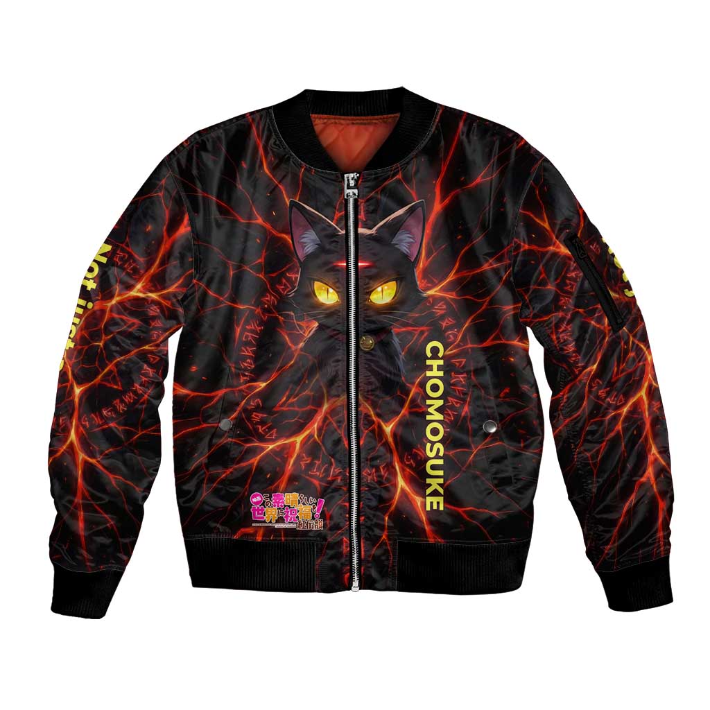 Chomosuke Demon Familiar Sleeve Zip Bomber Jacket Infernal Rune Flame Art Style