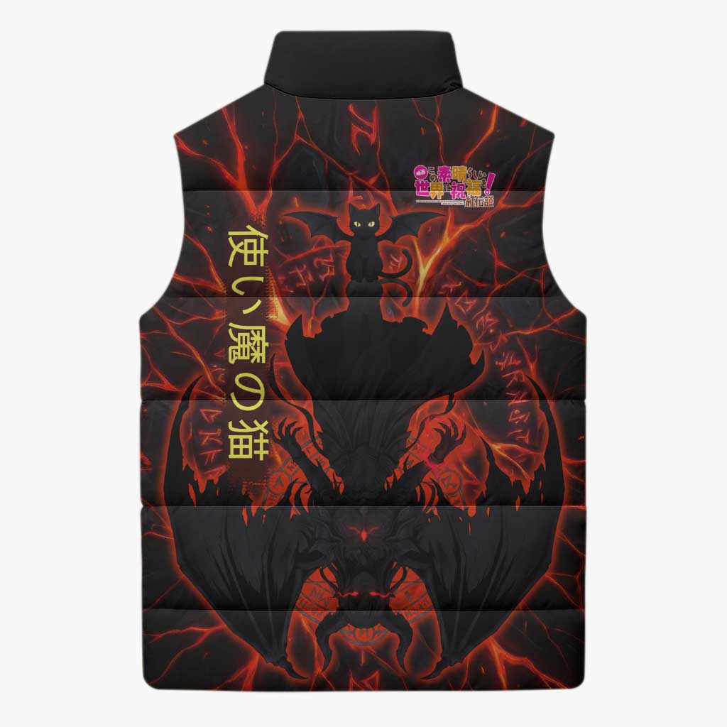 Chomosuke Demon Familiar Sleeveless Puffer Jacket Infernal Rune Flame Art Style
