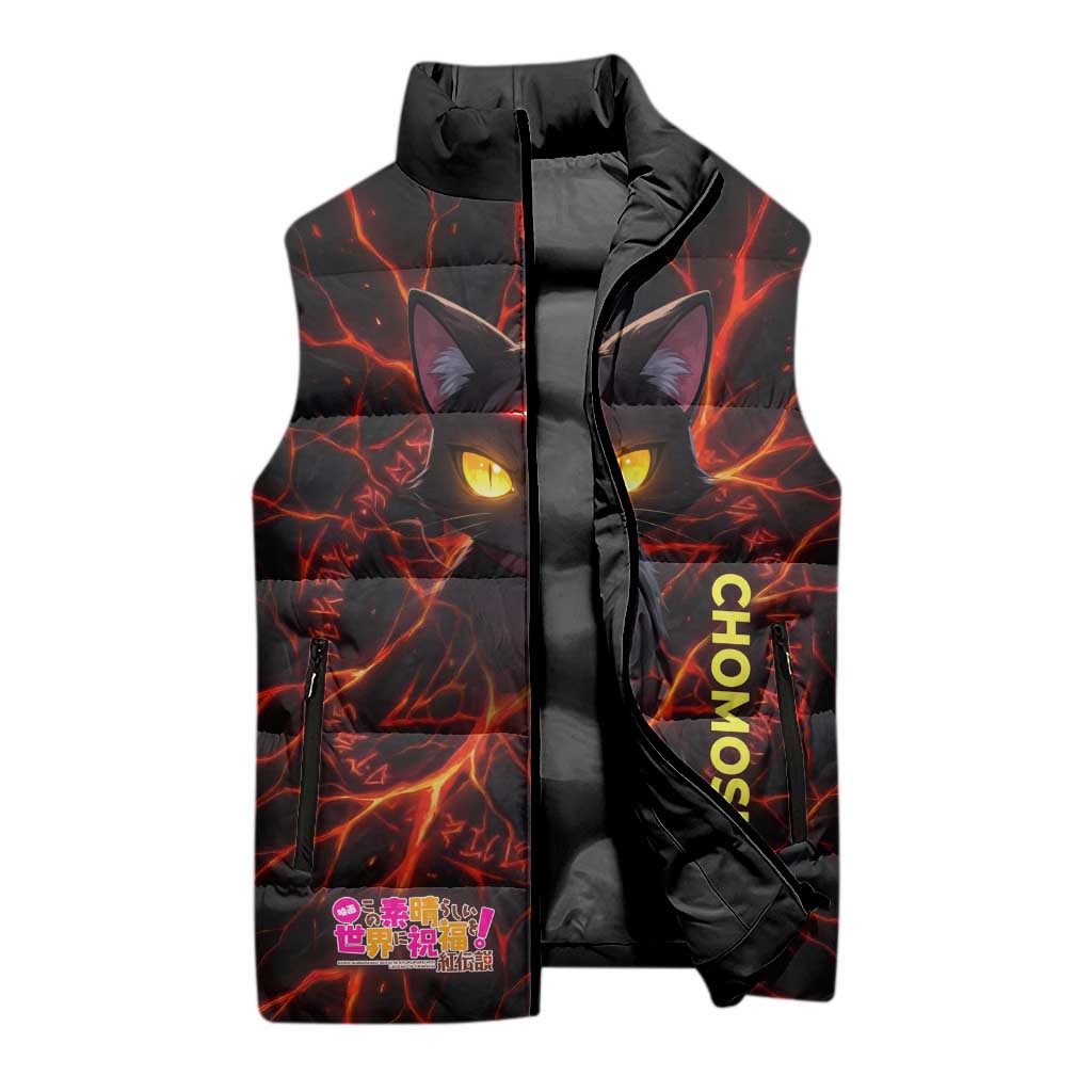 Chomosuke Demon Familiar Sleeveless Puffer Jacket Infernal Rune Flame Art Style