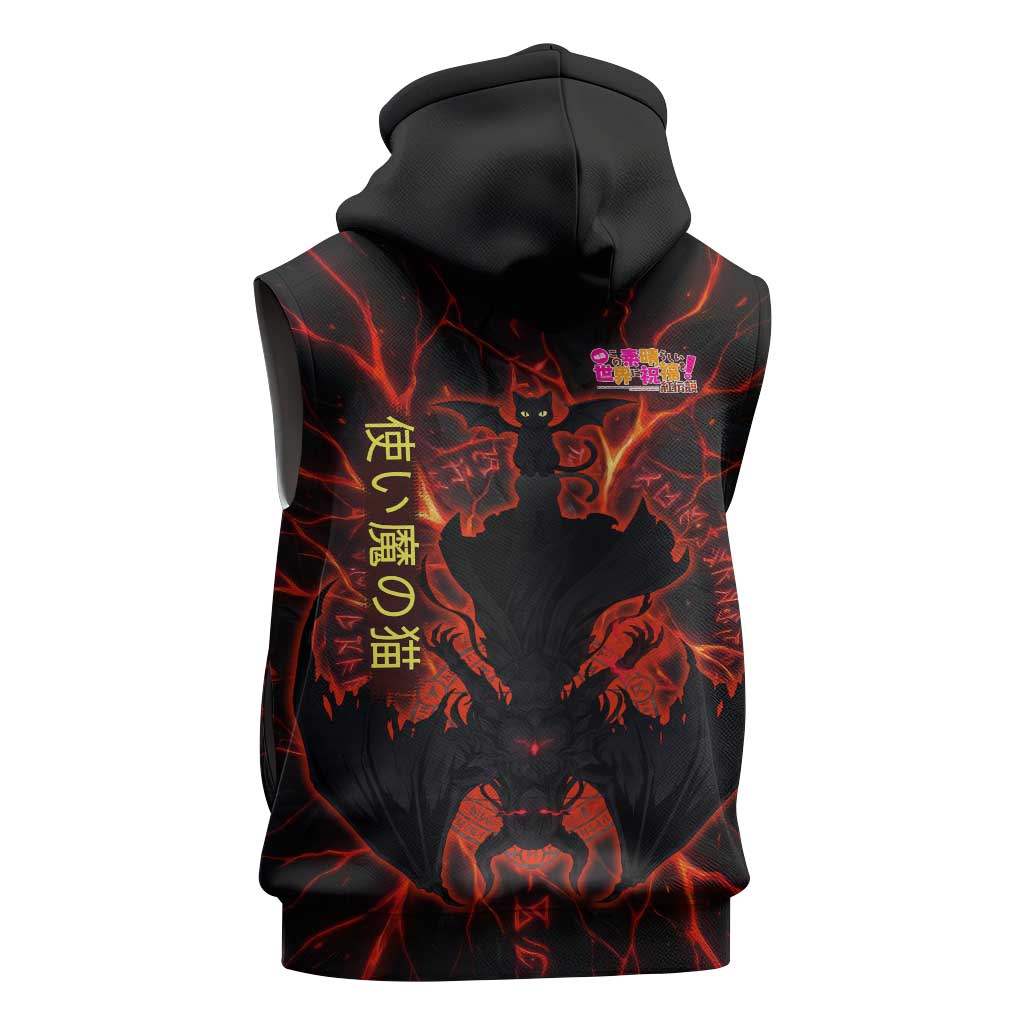 Chomosuke Demon Familiar Sleeveless Zip Hoodie Infernal Rune Flame Art Style