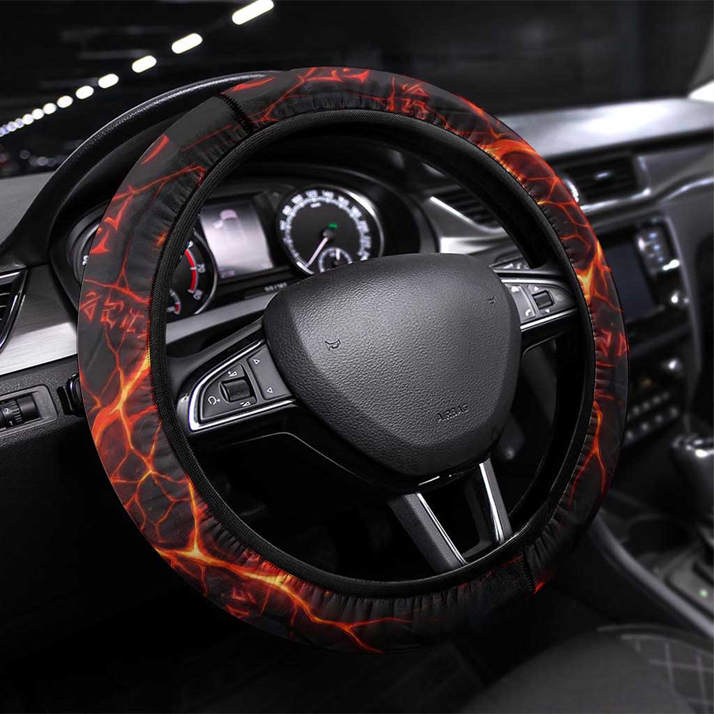 Chomosuke Demon Familiar Steering Wheel Cover Infernal Rune Flame Art Style