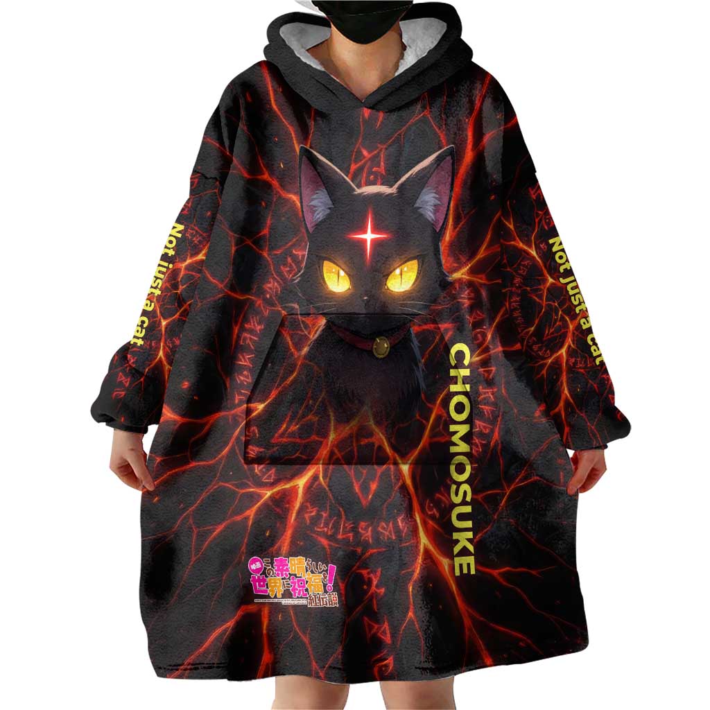 Chomosuke Demon Familiar Wearable Blanket Hoodie Infernal Rune Flame Art Style