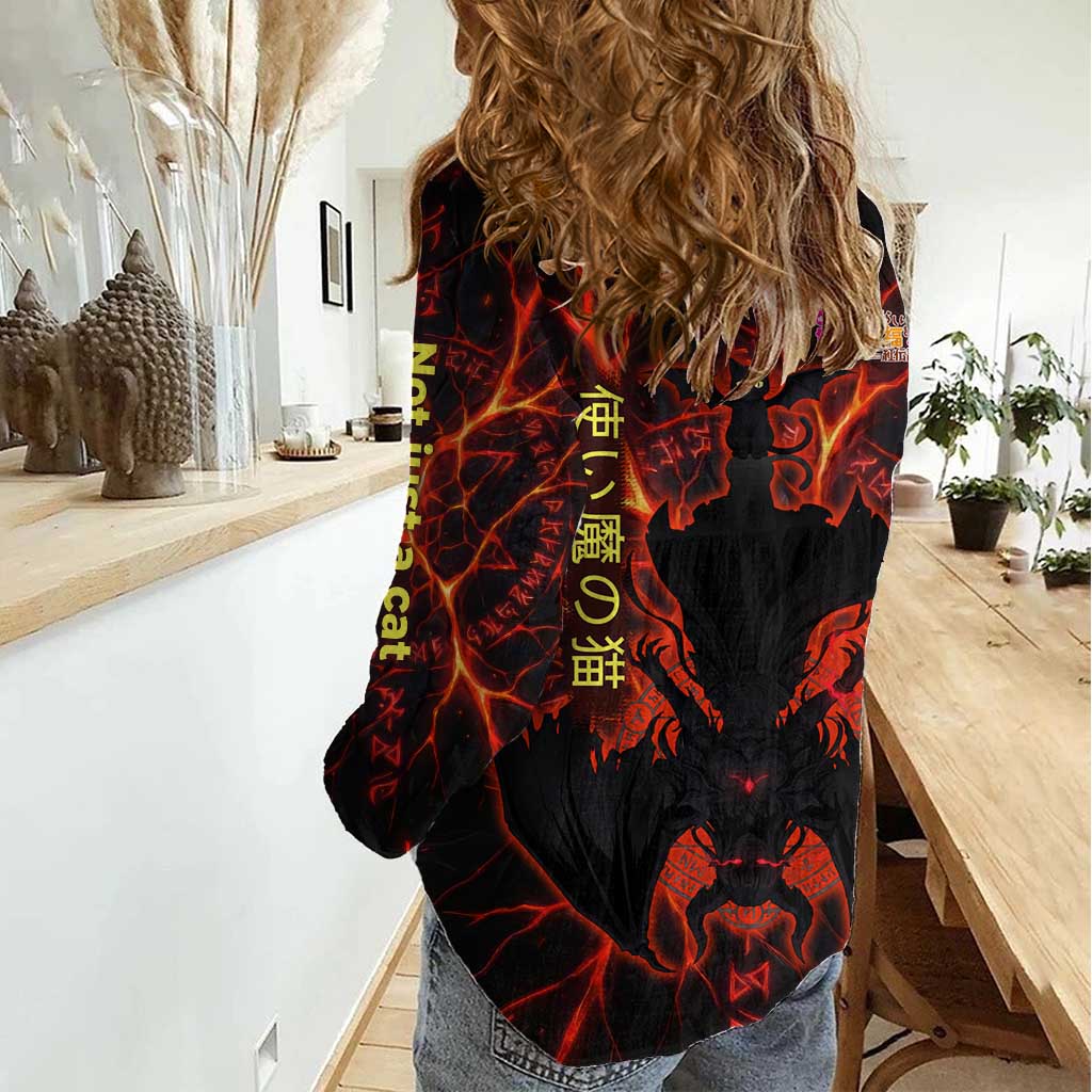 Chomosuke Demon Familiar Women Casual Shirt Infernal Rune Flame Art Style
