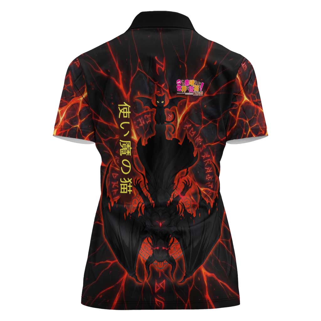 Chomosuke Demon Familiar Women Polo Shirt Infernal Rune Flame Art Style