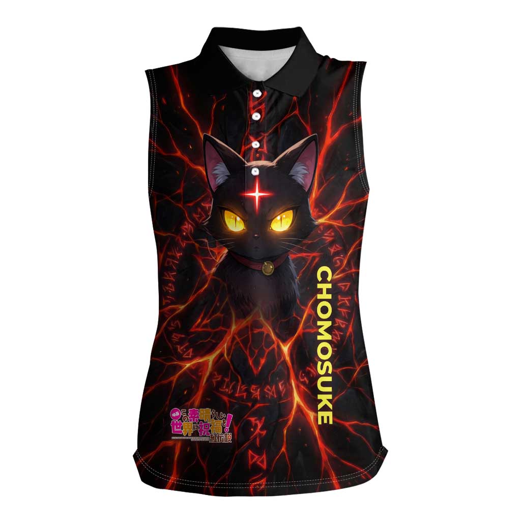 Chomosuke Demon Familiar Women Sleeveless Polo Shirt Infernal Rune Flame Art Style