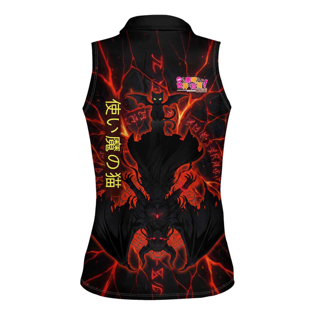 Chomosuke Demon Familiar Women Sleeveless Polo Shirt Infernal Rune Flame Art Style