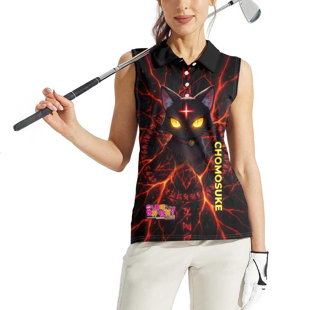 Chomosuke Demon Familiar Women Sleeveless Polo Shirt Infernal Rune Flame Art Style