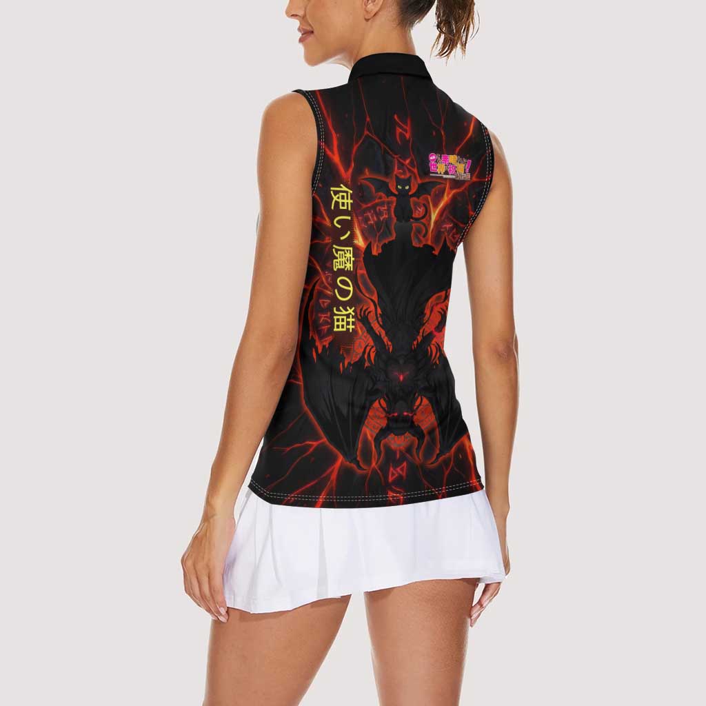 Chomosuke Demon Familiar Women Sleeveless Polo Shirt Infernal Rune Flame Art Style