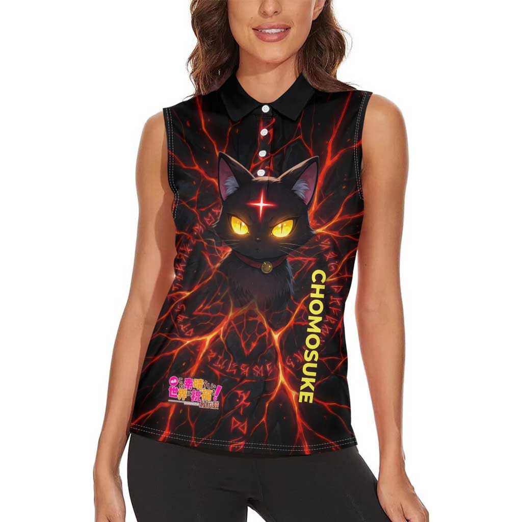 Chomosuke Demon Familiar Women Sleeveless Polo Shirt Infernal Rune Flame Art Style