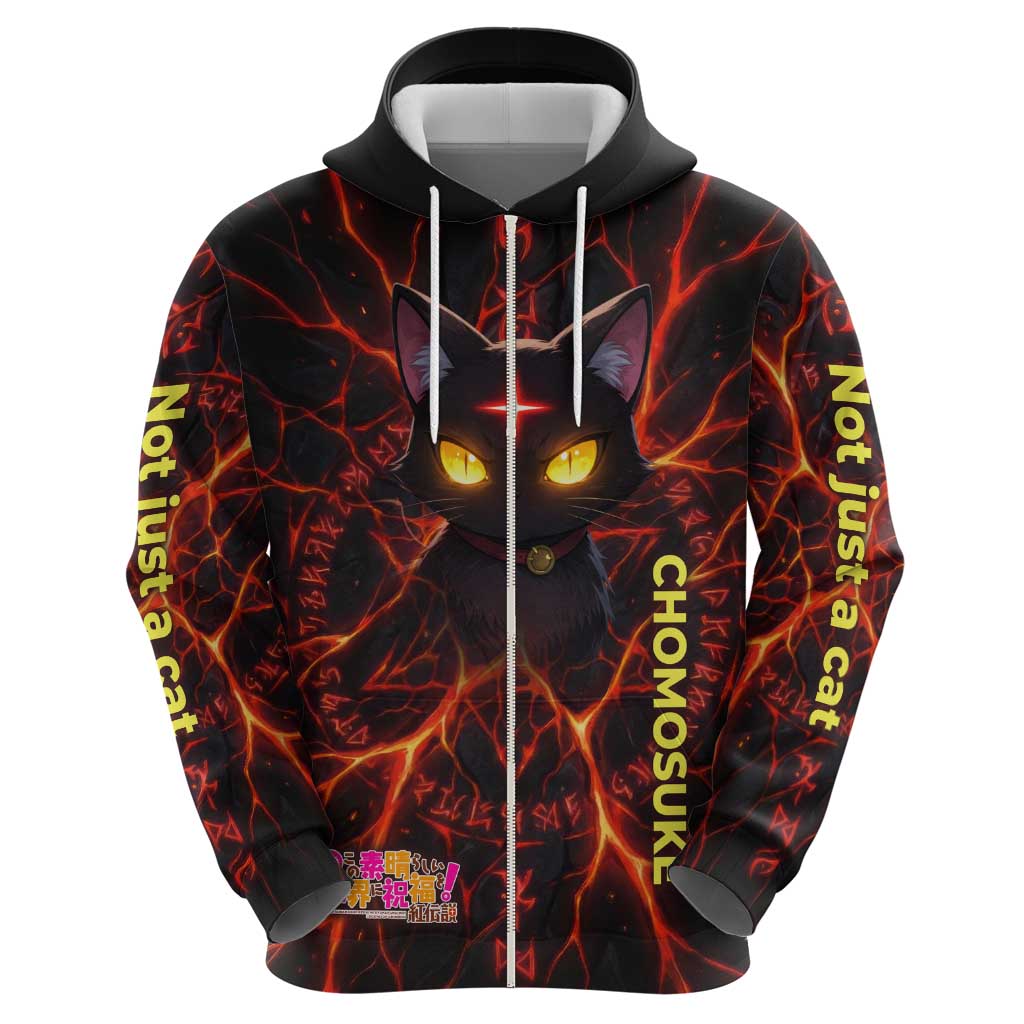 Chomosuke Demon Familiar Zip Hoodie Infernal Rune Flame Art Style