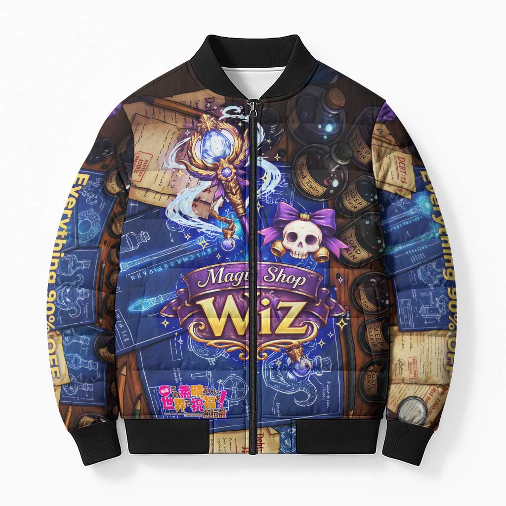 Wiz Magic Shop Bomber Puffer Jacket Alchemical Fantasy Blueprint Style