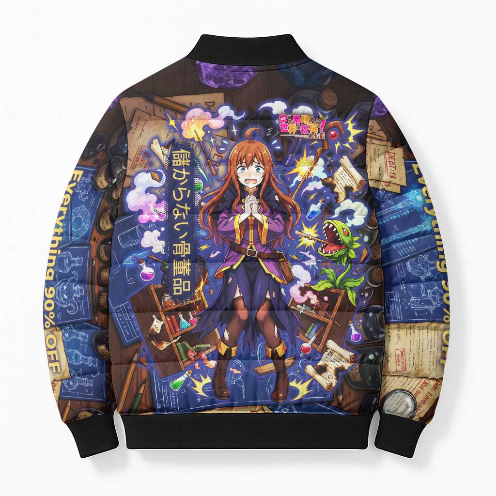 Wiz Magic Shop Bomber Puffer Jacket Alchemical Fantasy Blueprint Style