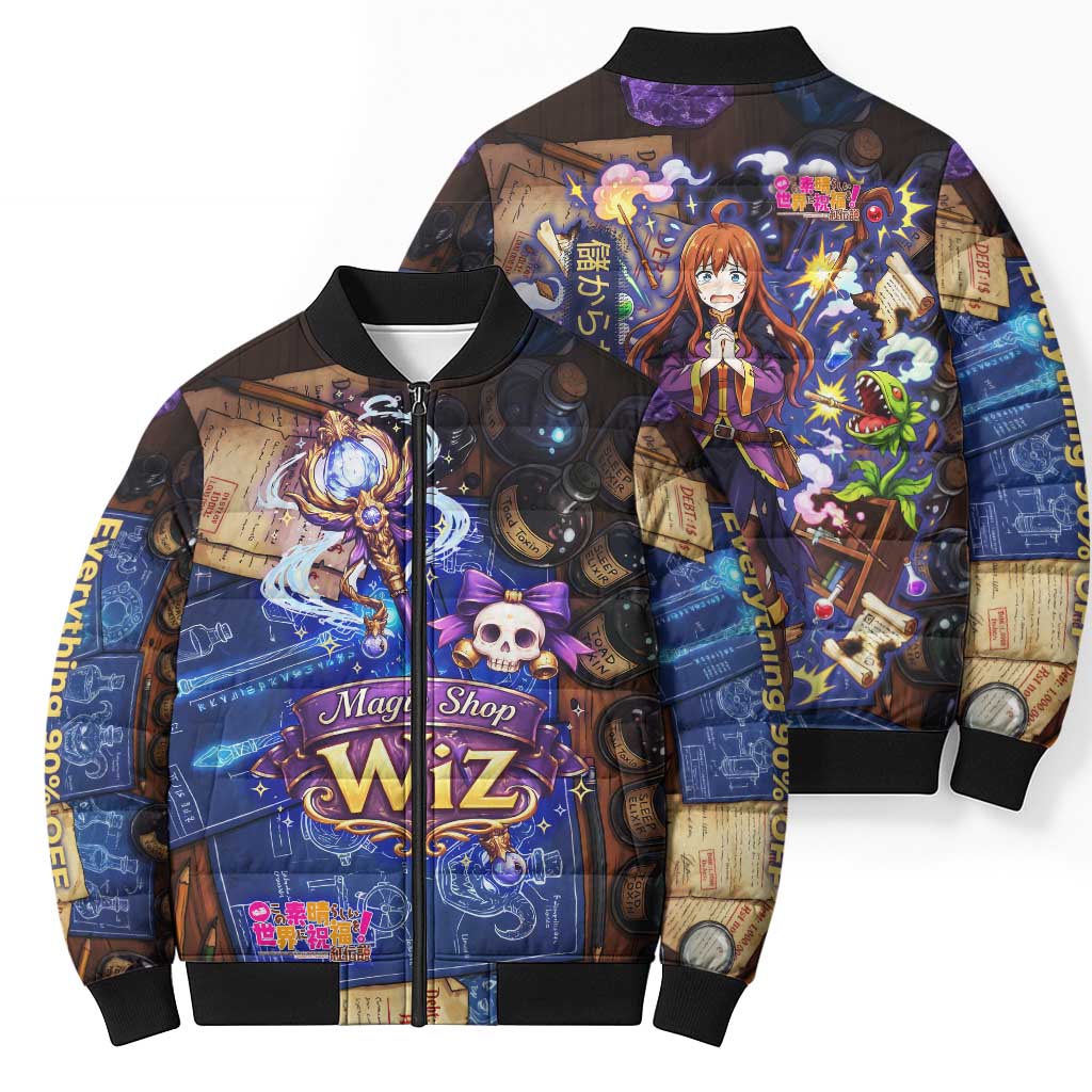 Wiz Magic Shop Bomber Puffer Jacket Alchemical Fantasy Blueprint Style