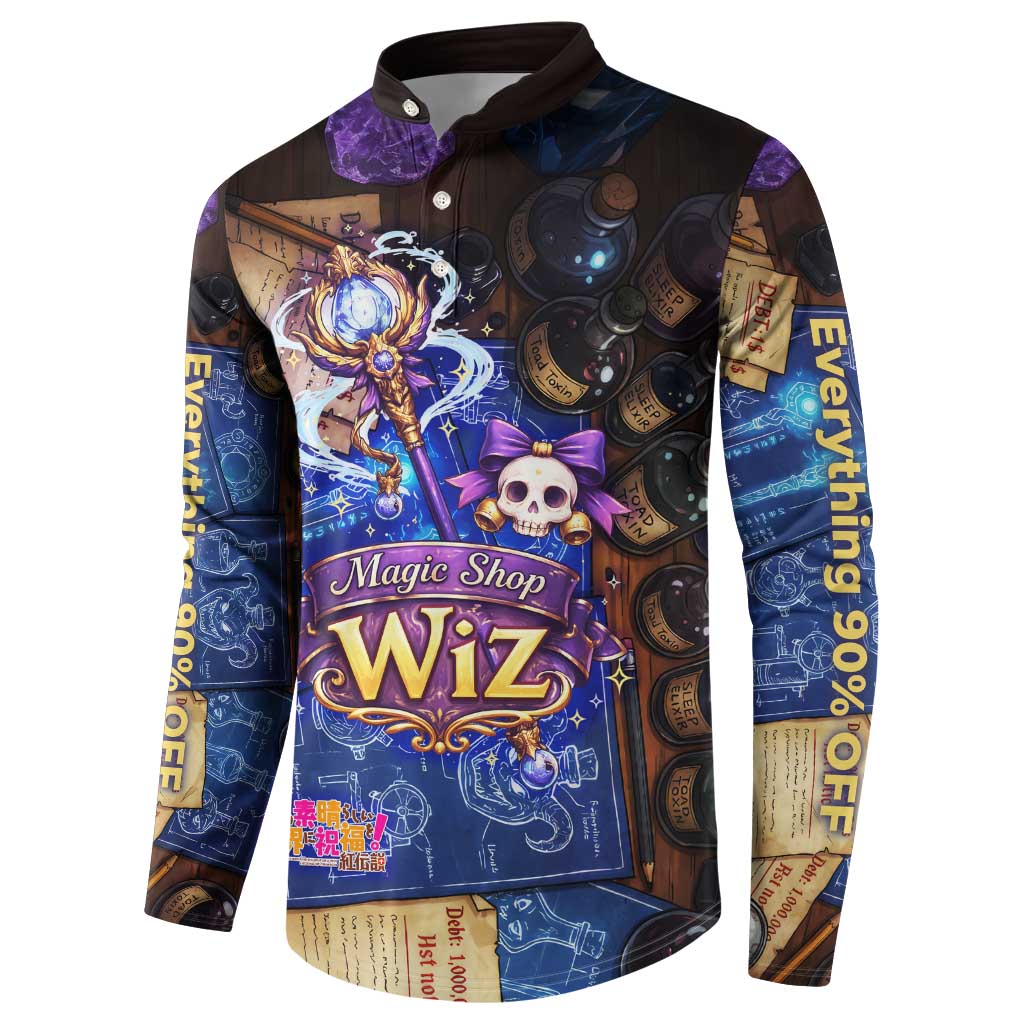 Wiz Magic Shop Button Sweatshirt Alchemical Fantasy Blueprint Style