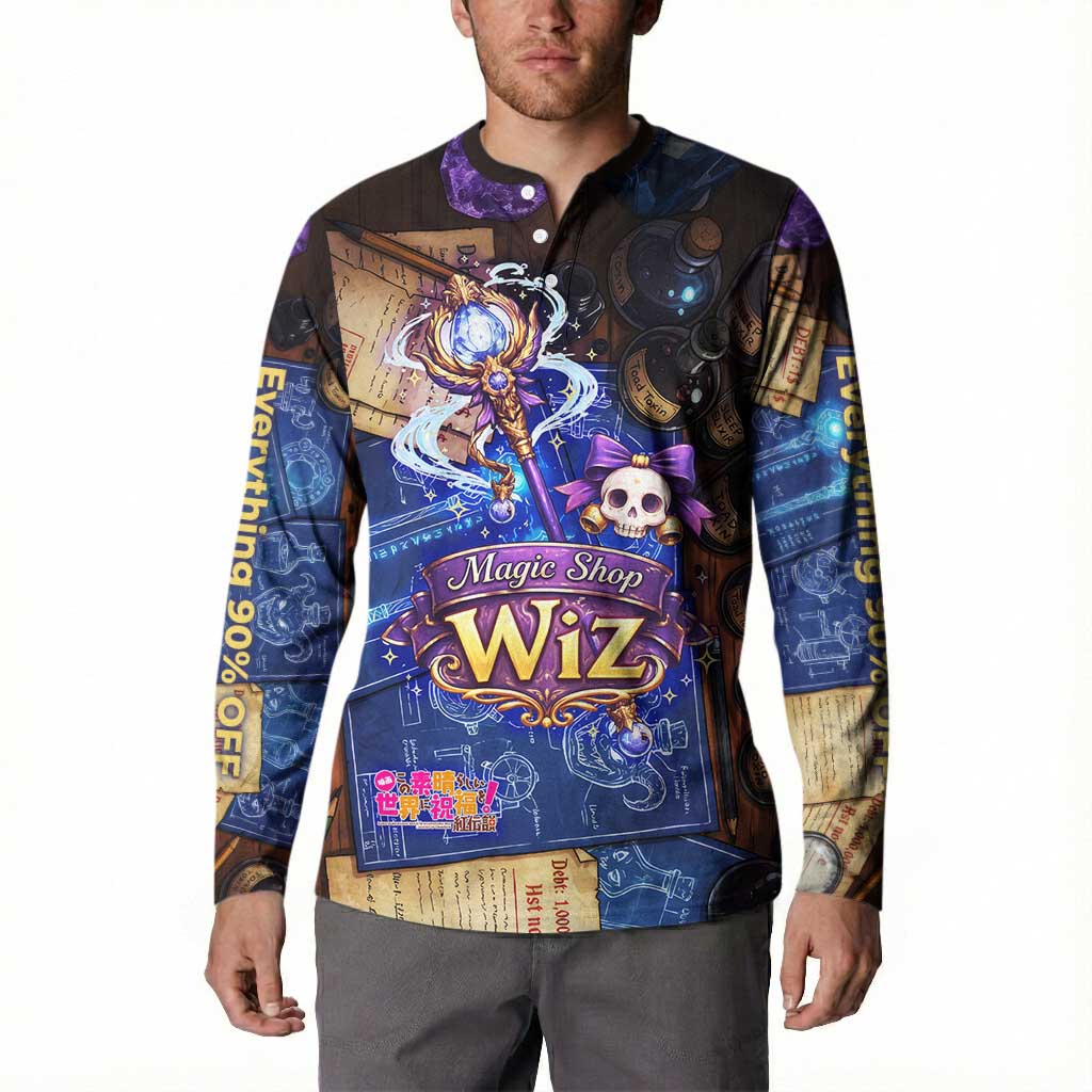 Wiz Magic Shop Button Sweatshirt Alchemical Fantasy Blueprint Style