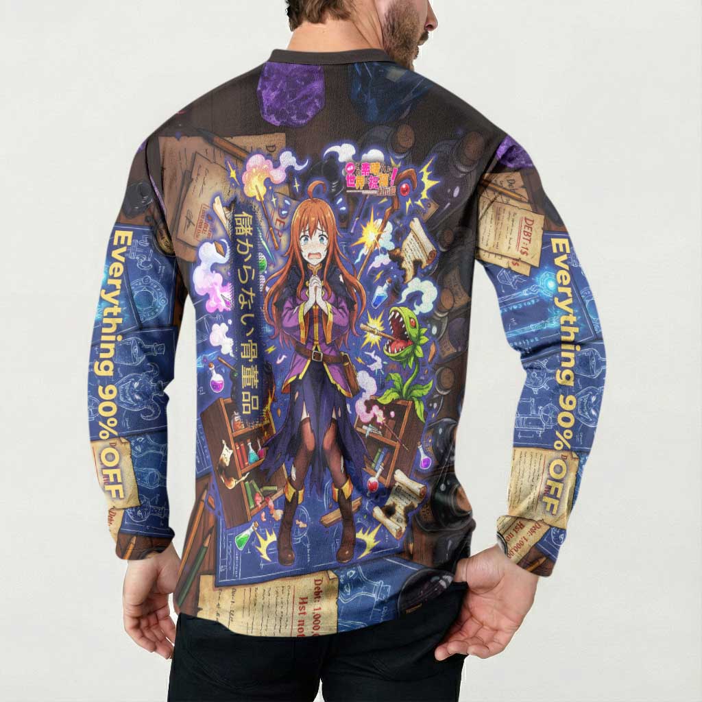 Wiz Magic Shop Button Sweatshirt Alchemical Fantasy Blueprint Style