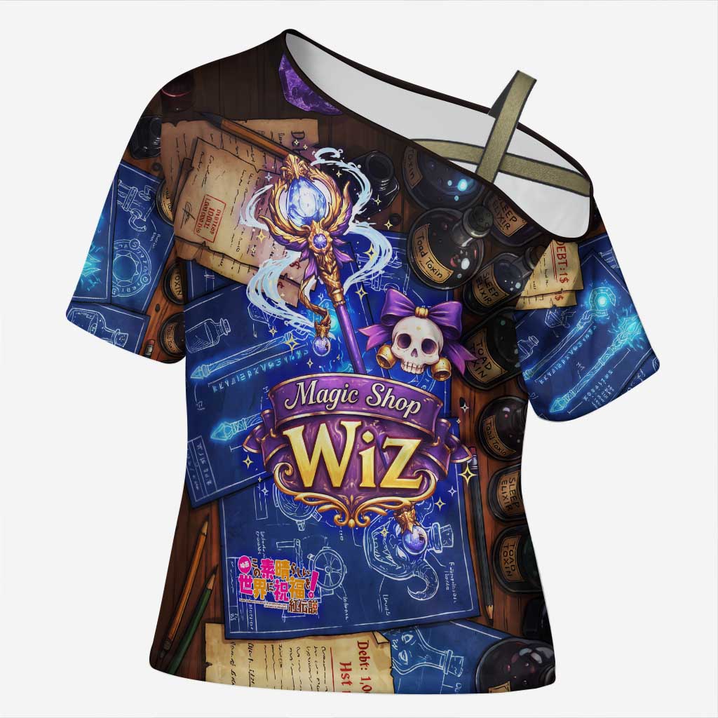 Wiz Magic Shop Cross Shoulder Shirt Alchemical Fantasy Blueprint Style
