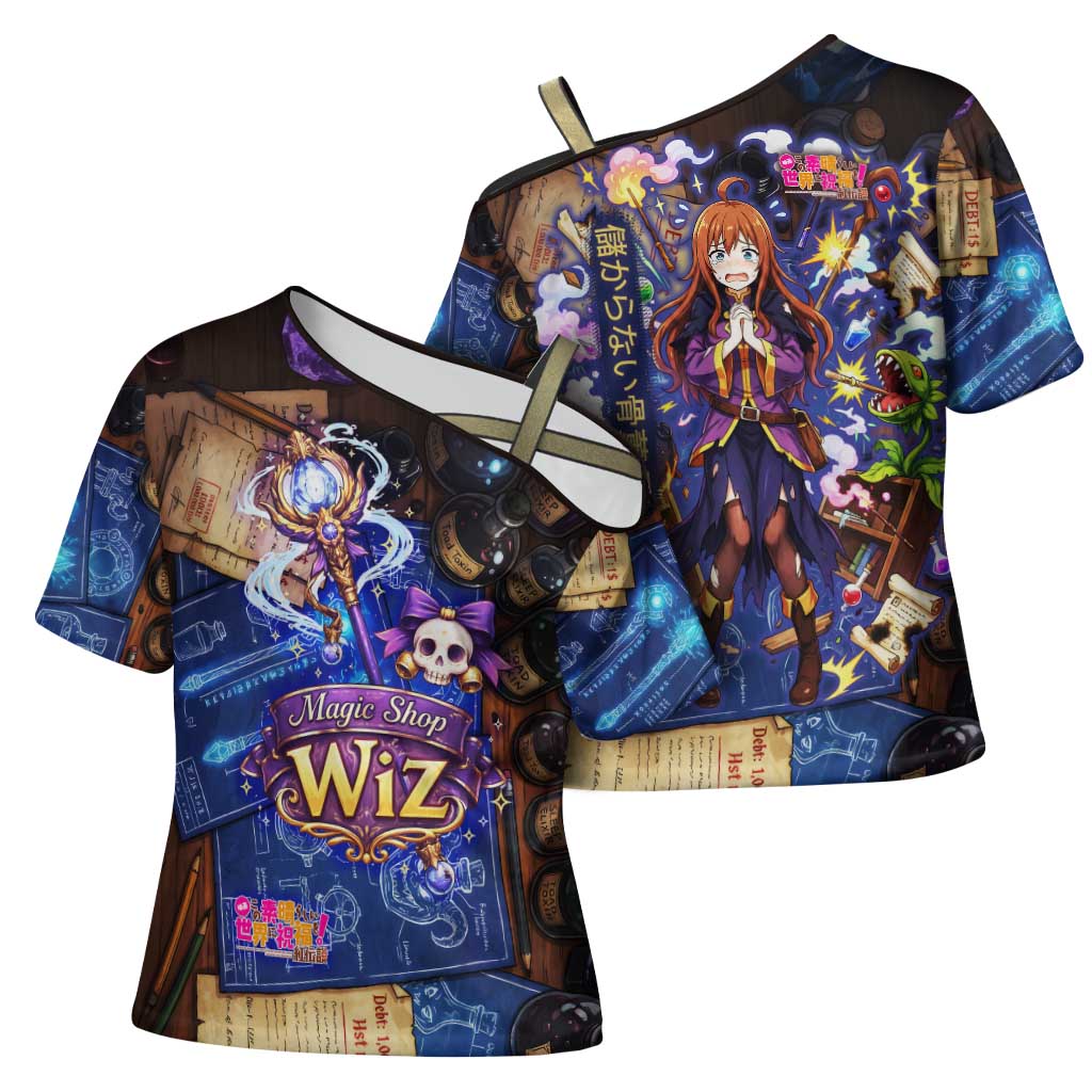Wiz Magic Shop Cross Shoulder Shirt Alchemical Fantasy Blueprint Style