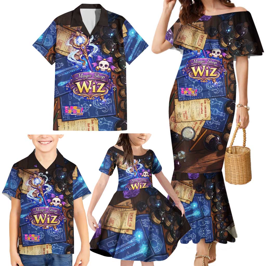 Wiz Magic Shop Family Matching Mermaid Dress and Hawaiian Shirt Alchemical Fantasy Blueprint Style