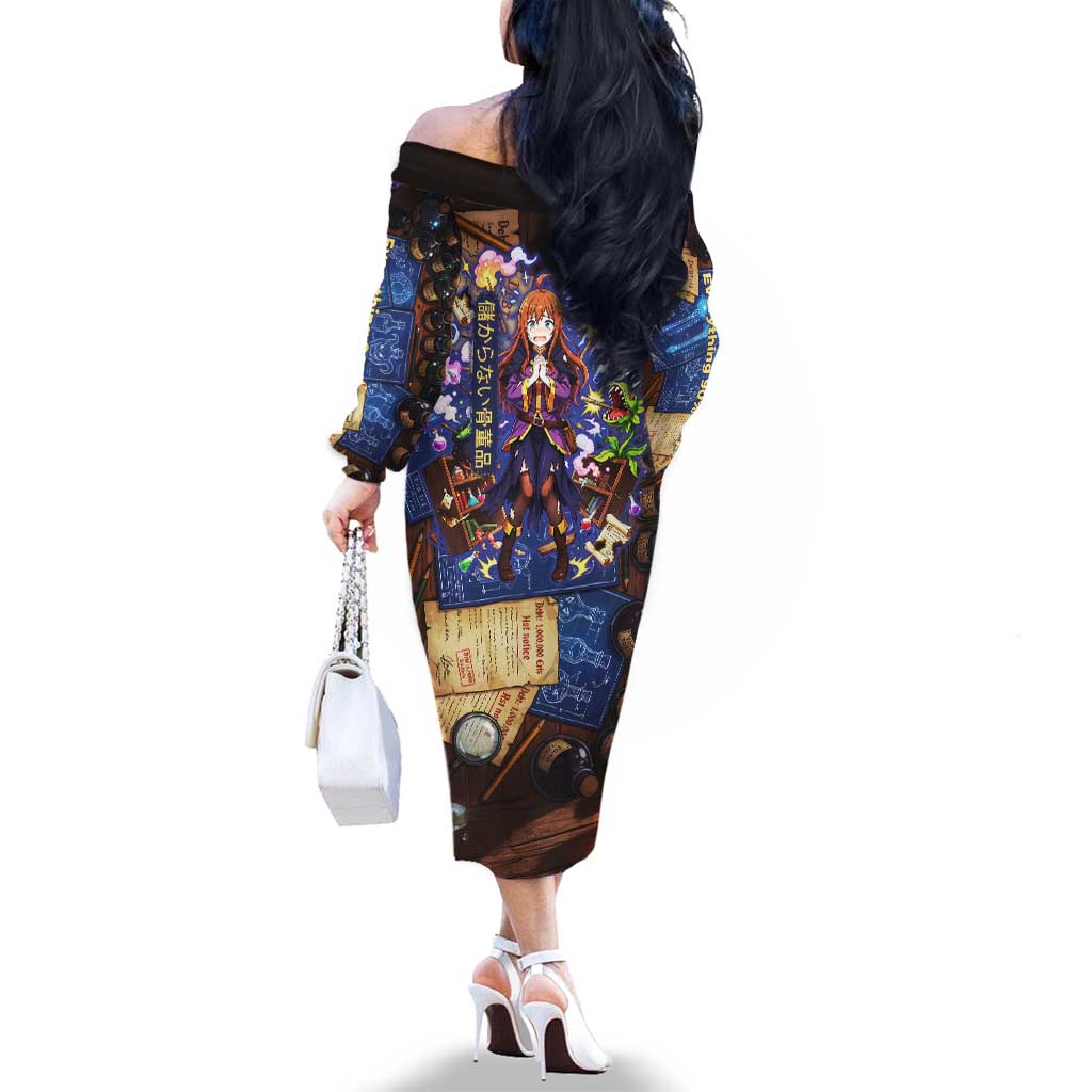 Wiz Magic Shop Family Matching Off The Shoulder Long Sleeve Dress and Hawaiian Shirt Alchemical Fantasy Blueprint Style
