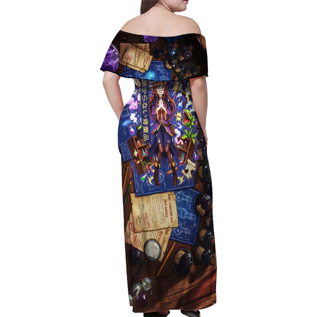 Wiz Magic Shop Family Matching Off Shoulder Maxi Dress and Hawaiian Shirt Alchemical Fantasy Blueprint Style