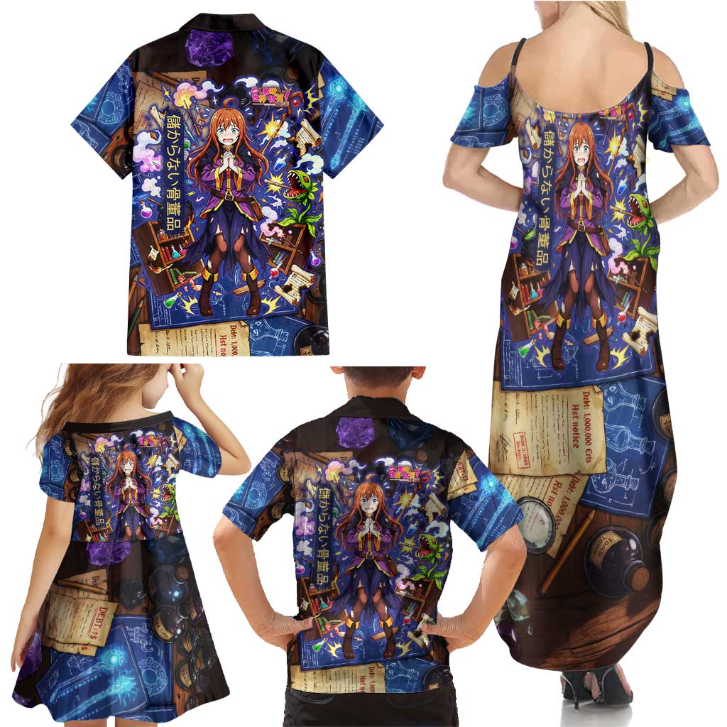Wiz Magic Shop Family Matching Summer Maxi Dress and Hawaiian Shirt Alchemical Fantasy Blueprint Style