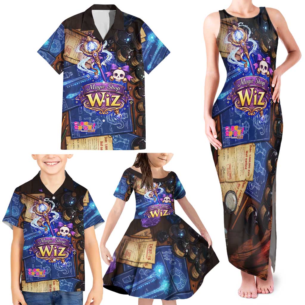 Wiz Magic Shop Family Matching Tank Maxi Dress and Hawaiian Shirt Alchemical Fantasy Blueprint Style