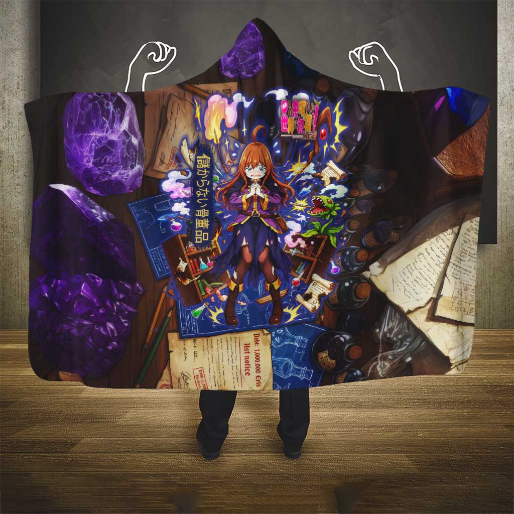 Wiz Magic Shop Hooded Blanket Alchemical Fantasy Blueprint Style