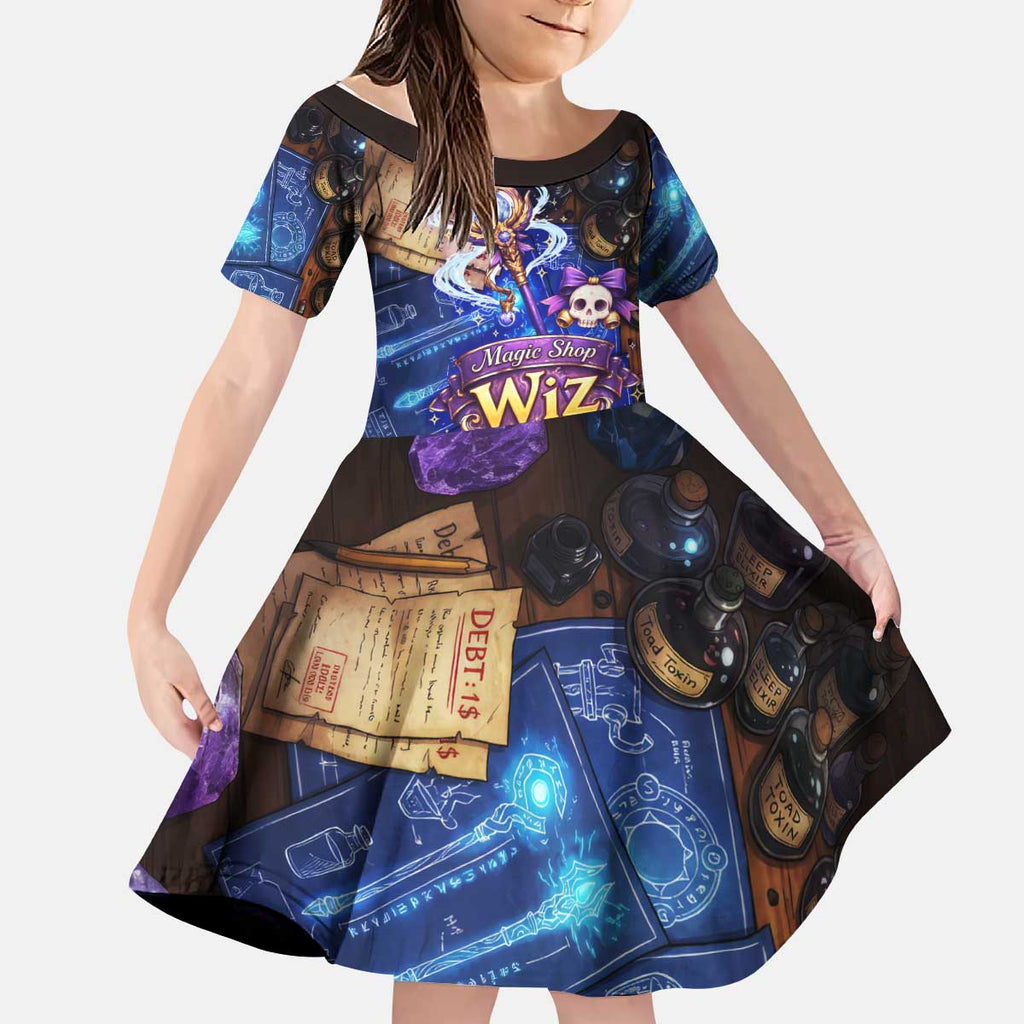 Wiz Magic Shop Kid Short Sleeve Dress Alchemical Fantasy Blueprint Style