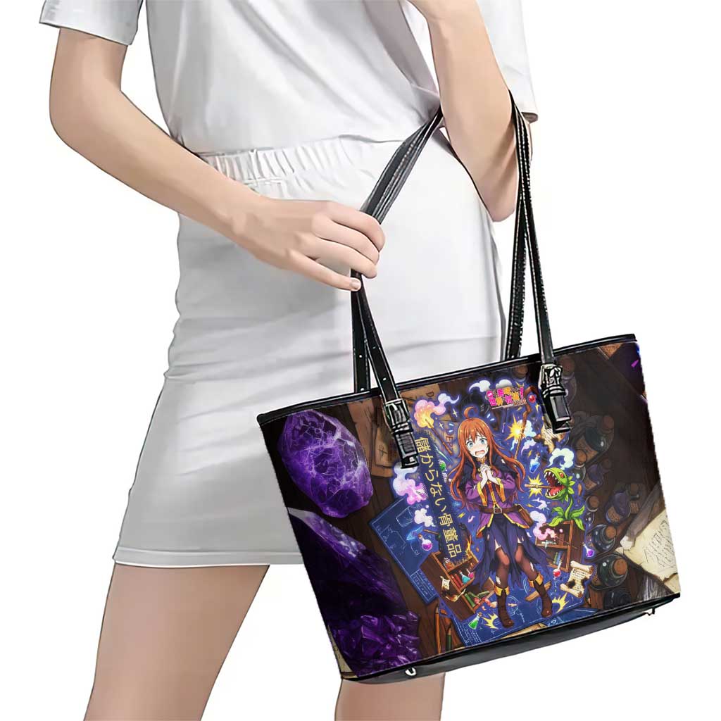 Wiz Magic Shop Leather Tote Bag Alchemical Fantasy Blueprint Style
