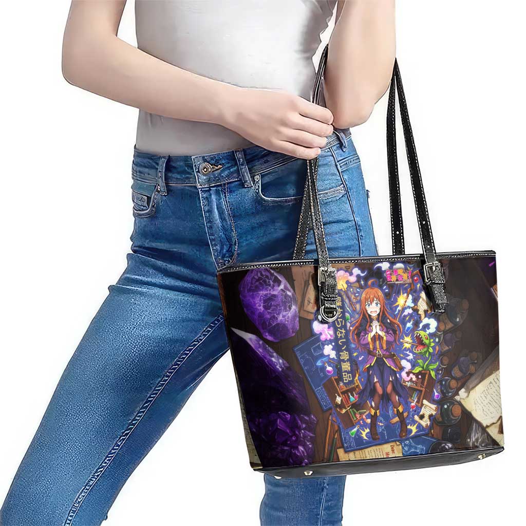 Wiz Magic Shop Leather Tote Bag Alchemical Fantasy Blueprint Style