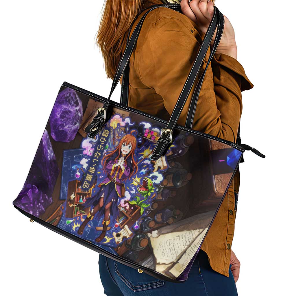Wiz Magic Shop Leather Tote Bag Alchemical Fantasy Blueprint Style
