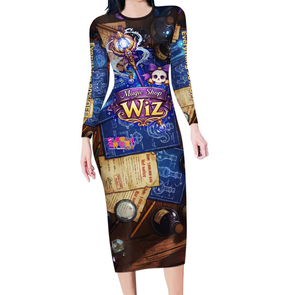 Wiz Magic Shop Long Sleeve Bodycon Dress Alchemical Fantasy Blueprint Style