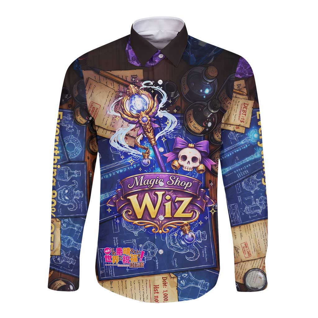 Wiz Magic Shop Long Sleeve Button Shirt Alchemical Fantasy Blueprint Style
