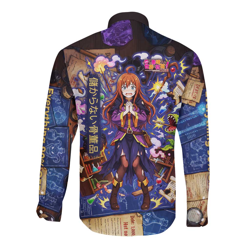 Wiz Magic Shop Long Sleeve Button Shirt Alchemical Fantasy Blueprint Style